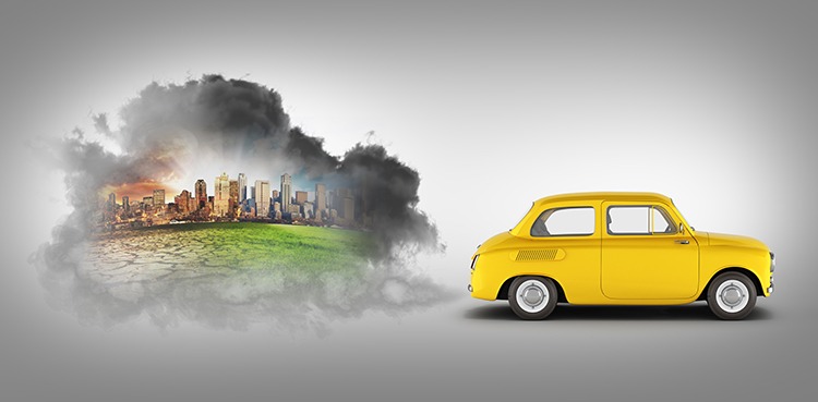 concept of pollution by exhaust gases the car releases a lot of